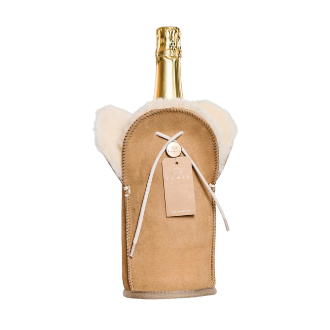 KYWIE vīna dzesētājs no aitādas, Champagne camel suede