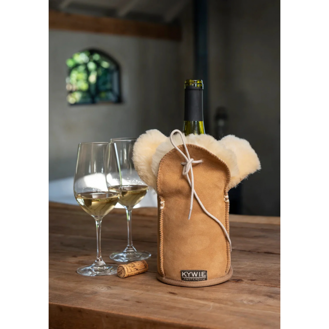 KYWIE vīna dzesētājs no aitādas, Champagne camel suede