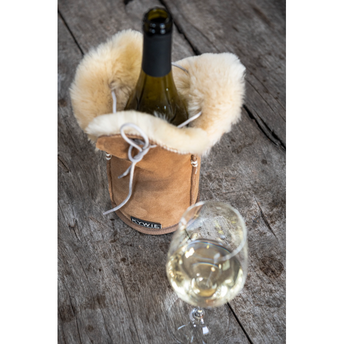 KYWIE vīna dzesētājs no aitādas, Champagne camel suede