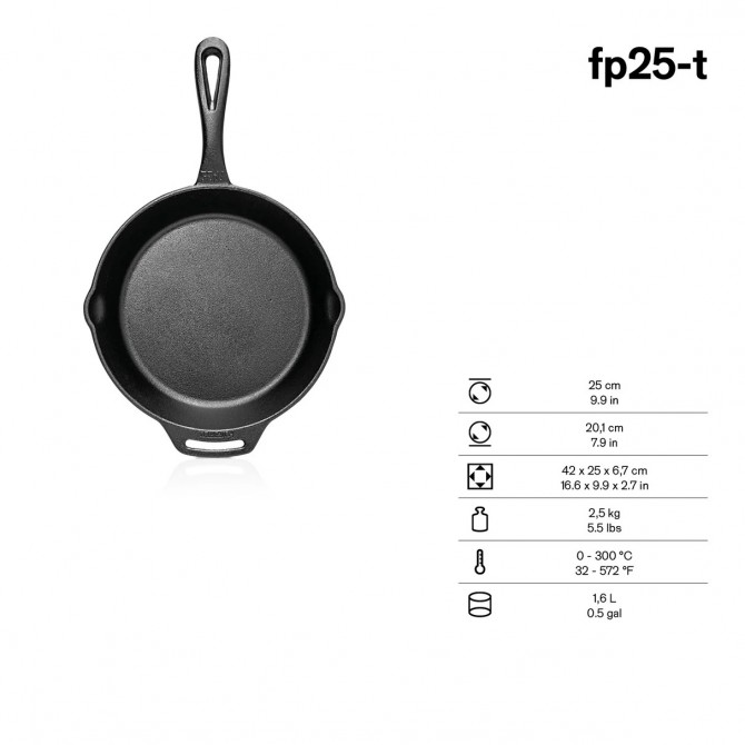 PETROMAX Fire Skillet, čuguna panna ar vienu rokturi, 25cm
