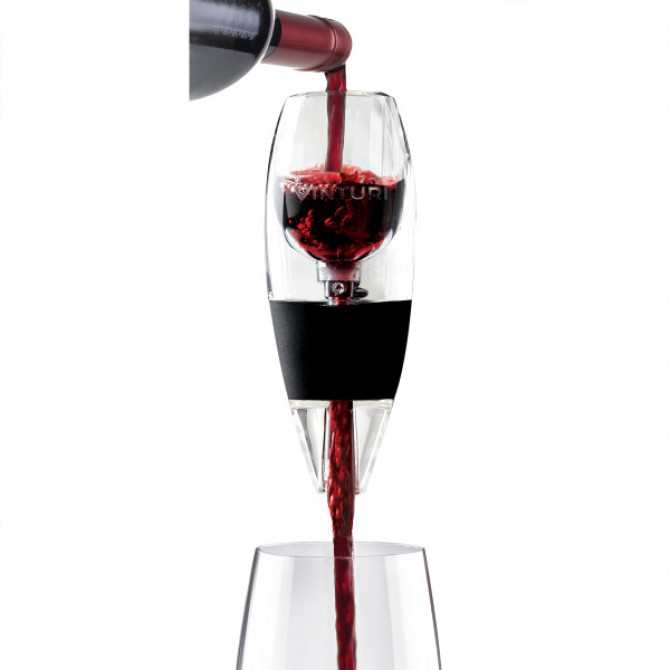 VINTURI V1010 aerators / ieliešanas ierīce sarkanvīnam ar pamatni pilienu uztveršanai melnā krāsā