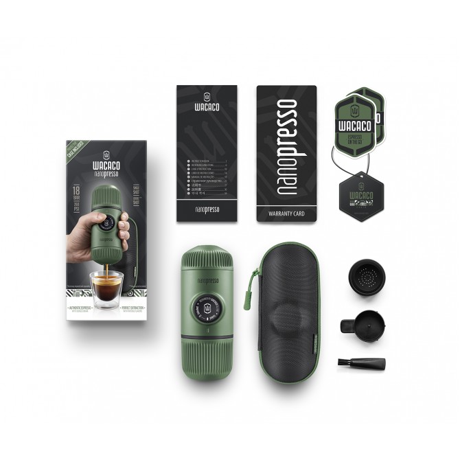 WACACO NANOPRESSO MOSS GREEN + CASE kafijas automāts